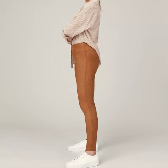 Spanx Faux Suede Leggings Women’s Plus Size 1X High Rise Rich Camel Color Shape - Picture 2 of 11